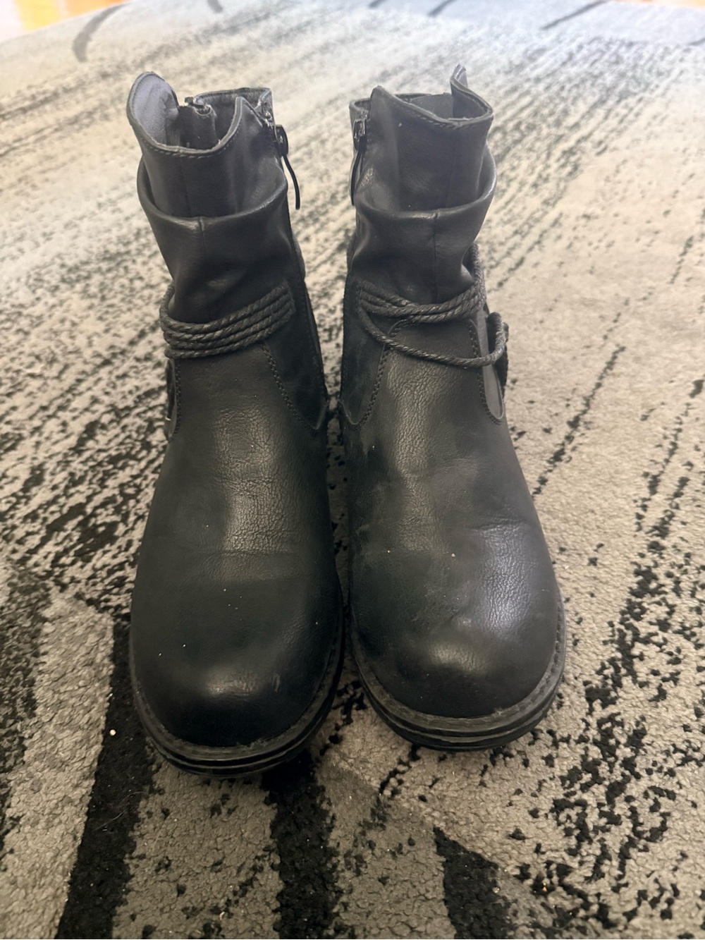 Women's Black Ankle Booties with Rope Accent